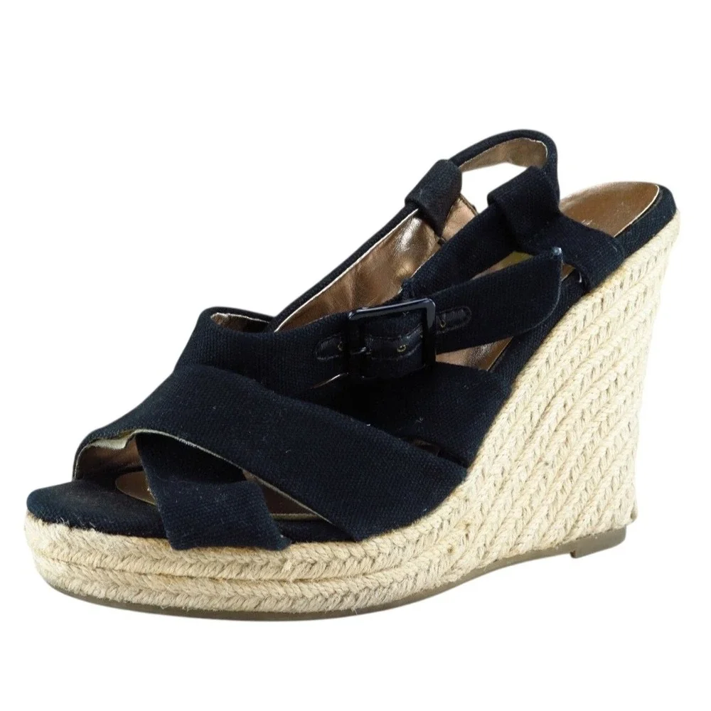 Banana Republic Sz 8.5 M Black Strappy‎ Fabric Women Sandals
